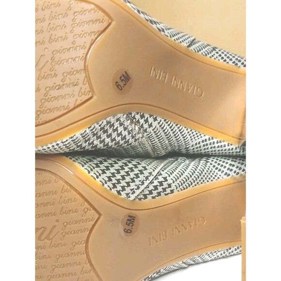 Gianni Bini Sz 6.5 Black White Metallic Houndstooth Tall Boots Mirror Heels EUC - Picture 14 of 16